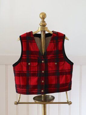 Banana Republic Plaid Sherpa Reversible Vest
